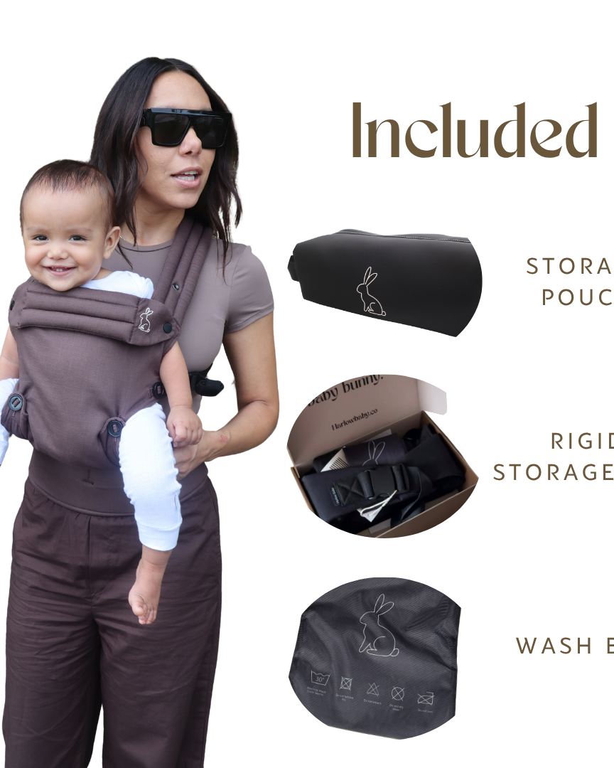 Baby carrier with storage pouch wash bag and storage box
