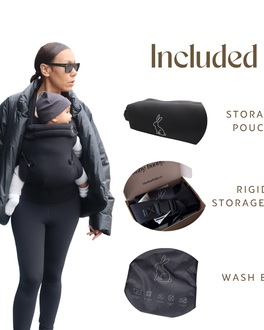Baby carrier with storage pouch wash bag and storage box