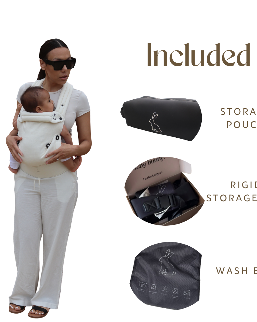 Baby carrier with storage pouch wash bag and storage box