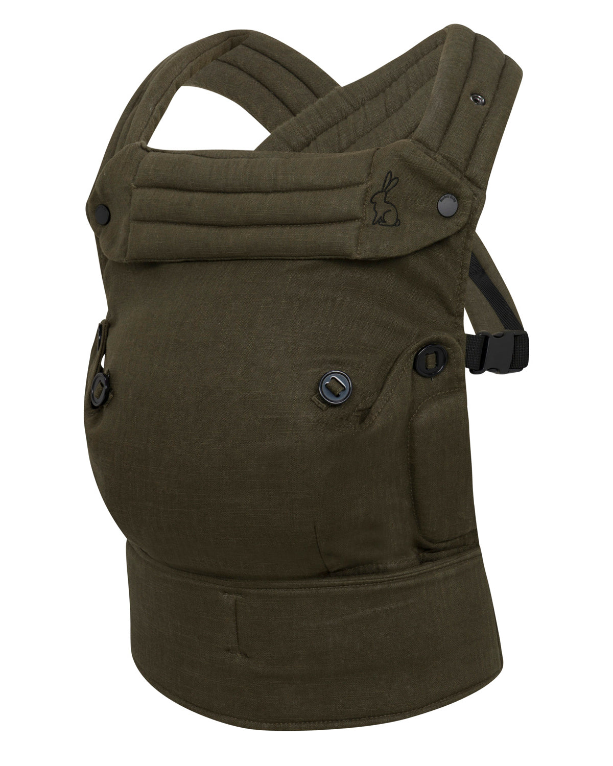 olive green ergonomic baby carrier front view