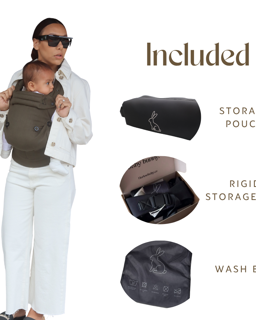 Baby carrier with storage pouch wash bag and storage box