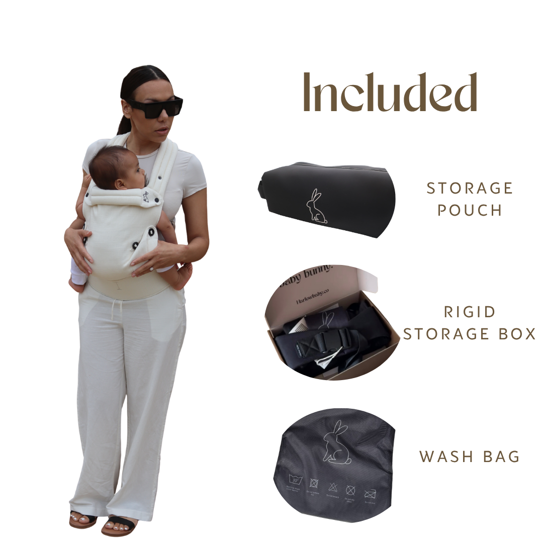 Baby carrier with storage pouch wash bag and storage box