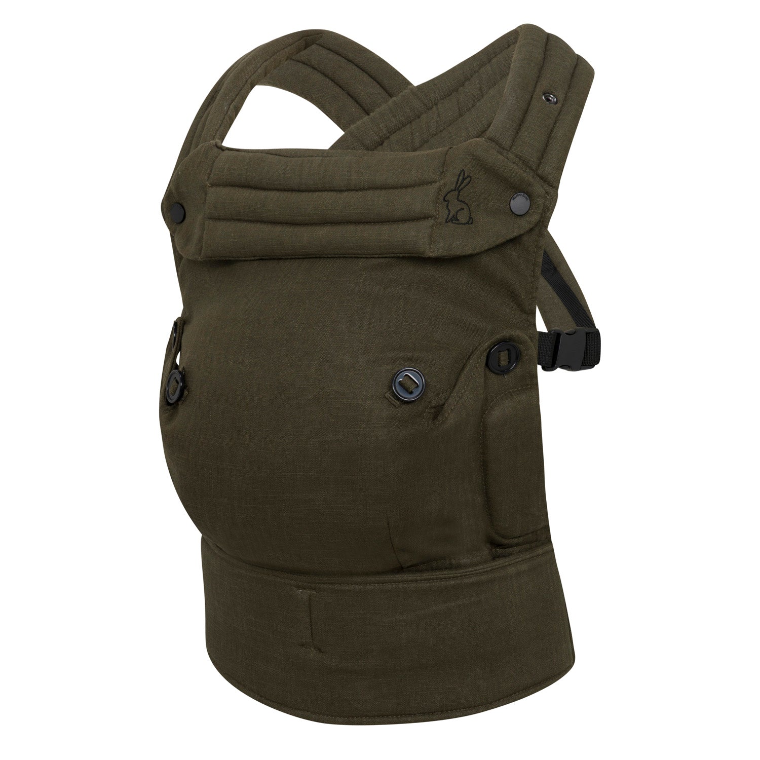 olive green ergonomic baby carrier front view