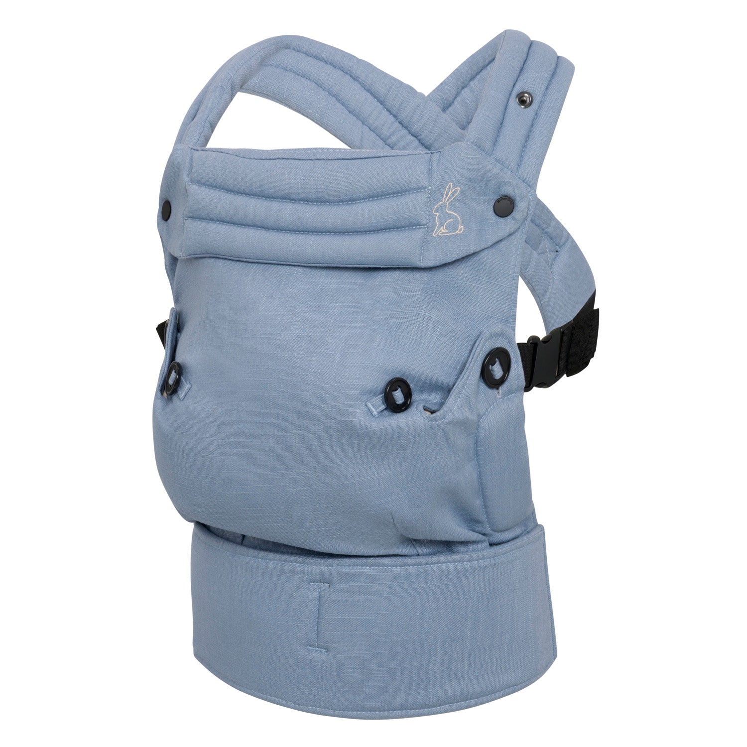 blue ergonomic baby carrier front view